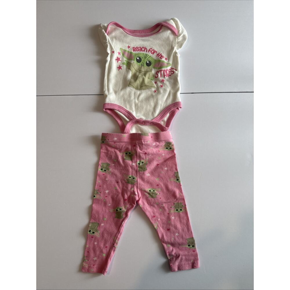 Star Wars Baby Yoda Girls 3-6 M Snap Bottom. With Pants, And Bib!